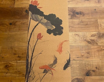 Koi Fish Cork Yoga Mat with FREE Yoga Strap & FREE Shipping Around USA