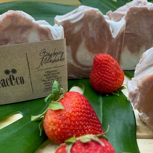 Edizione limitata: frullato alla fragola, sapone biologico, naturale, vegano, regalo di San Valentino, regalo Galentines, fatto a mano, piccolo lotto