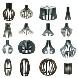 Lasercut Files 16x Chandelier Wooden Lamps Lasercut File CDR DXF JPG Download Files