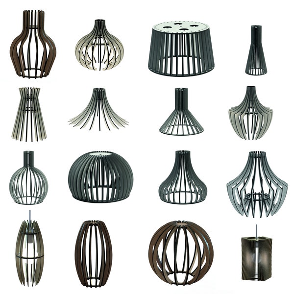 Lasecut Files 16x Candlestick Wood Lamps Lasercut File CDR DXF JPG Download Files