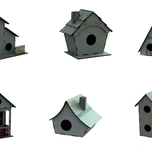 Lasercut Files, 6x birdhouse wood, lasercut file DXF CDR SVG Ai