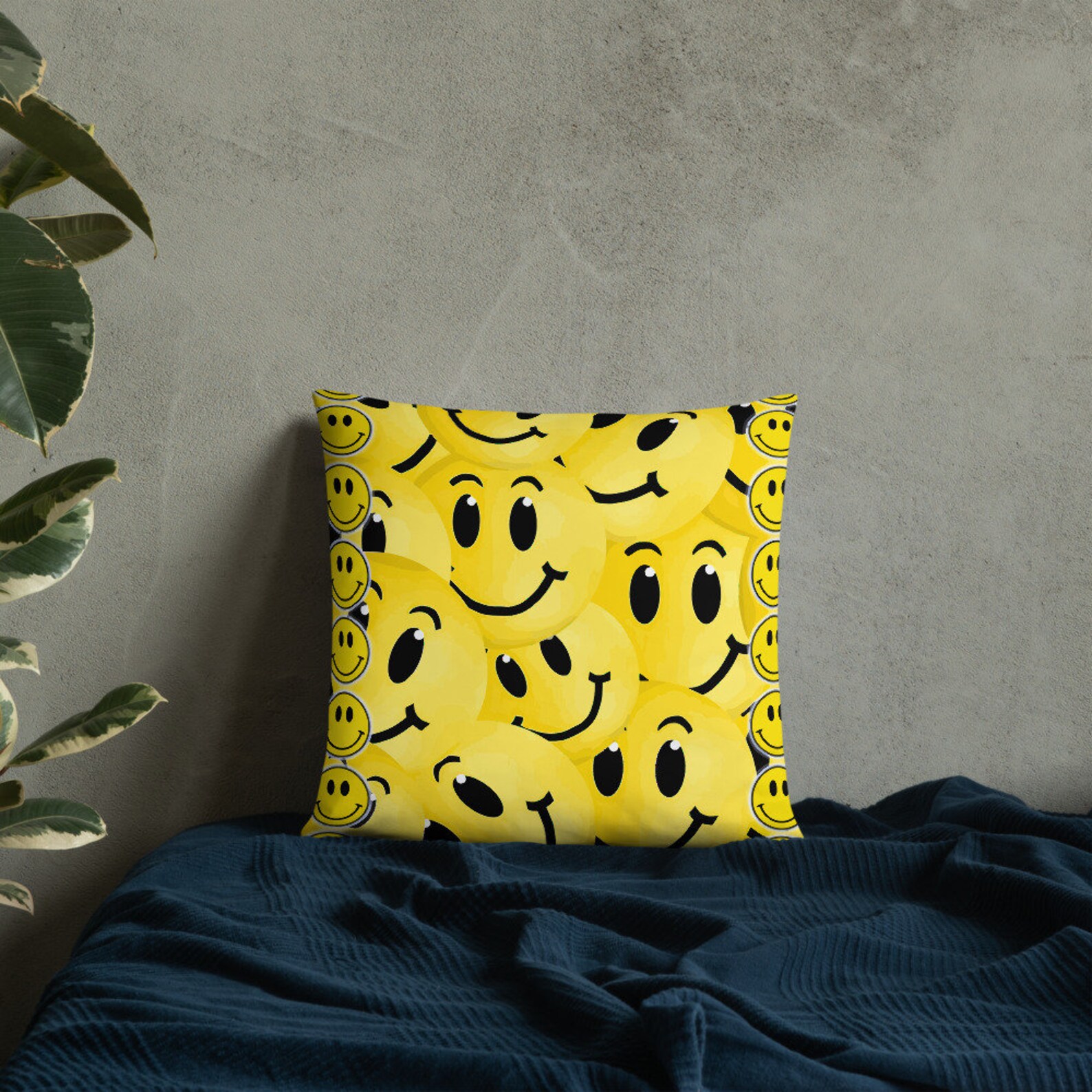 Smiley Face Pillow Yellow Smiley Face Decorative Pillow Etsy