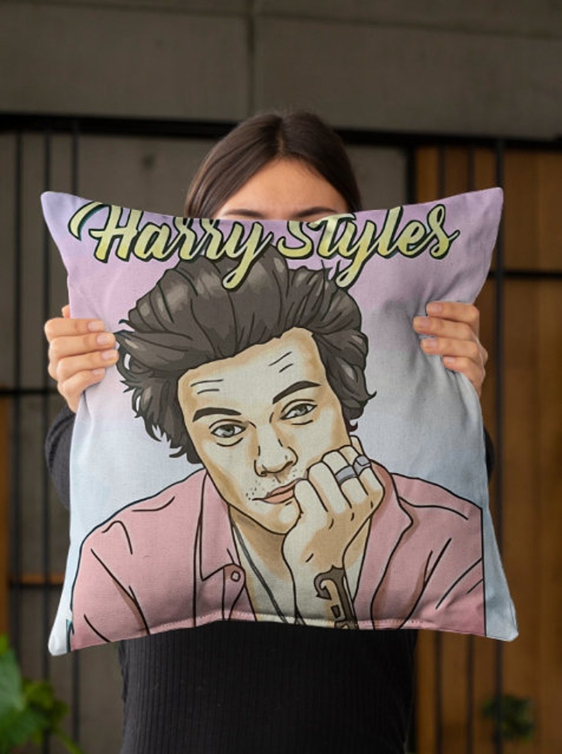 Harry Styles Pillow Harry Styles Print Birthday Gift Harry Etsy