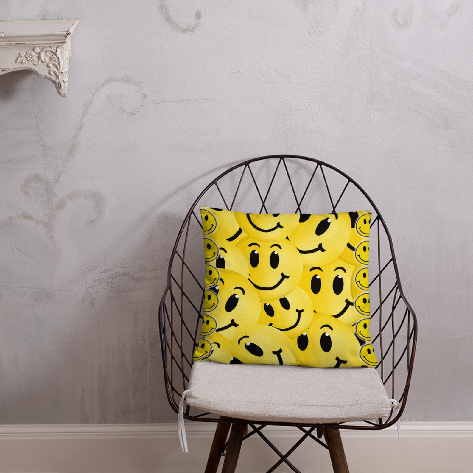 Smiley Face Pillow Yellow Smiley Face Decorative Pillow Etsy