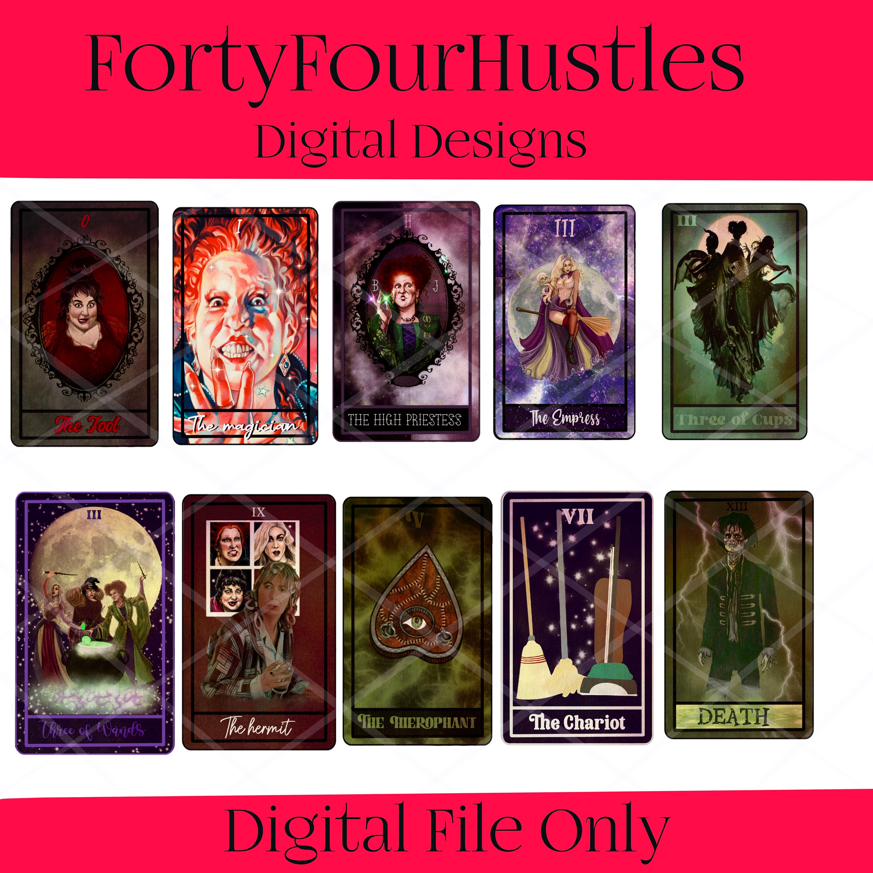 Horror Movie Fans Tarot Card Bundle Instant Download PNG File - Etsy