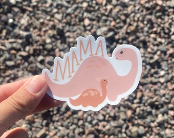 Dinosaur Mom Sticker | Toddler Mom Life | Pink Dino decal for water bottle, thermos, coffee mug, journal, laptop and more.