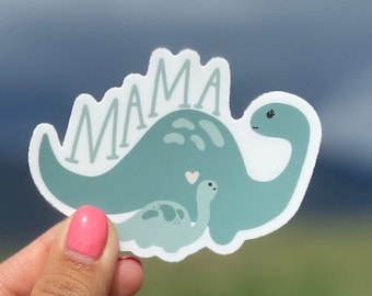 Dinosaur Mom Sticker | Toddler Mom Life | Teal Dino decal for water bottle, thermos, coffee mug, journal, laptop and more.