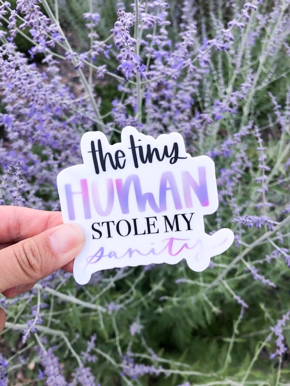 Tiny Human Stole My Sanity Sticker for Mamas | Tired mom life sticker | Funny Motherhood Decals for Laptop, Water Bottles, Coffee Mugs