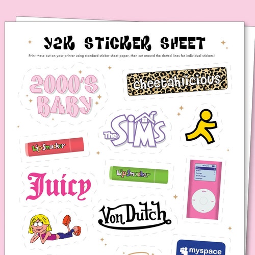 y2k early 2000s nostalgia digital download printable sticker etsy