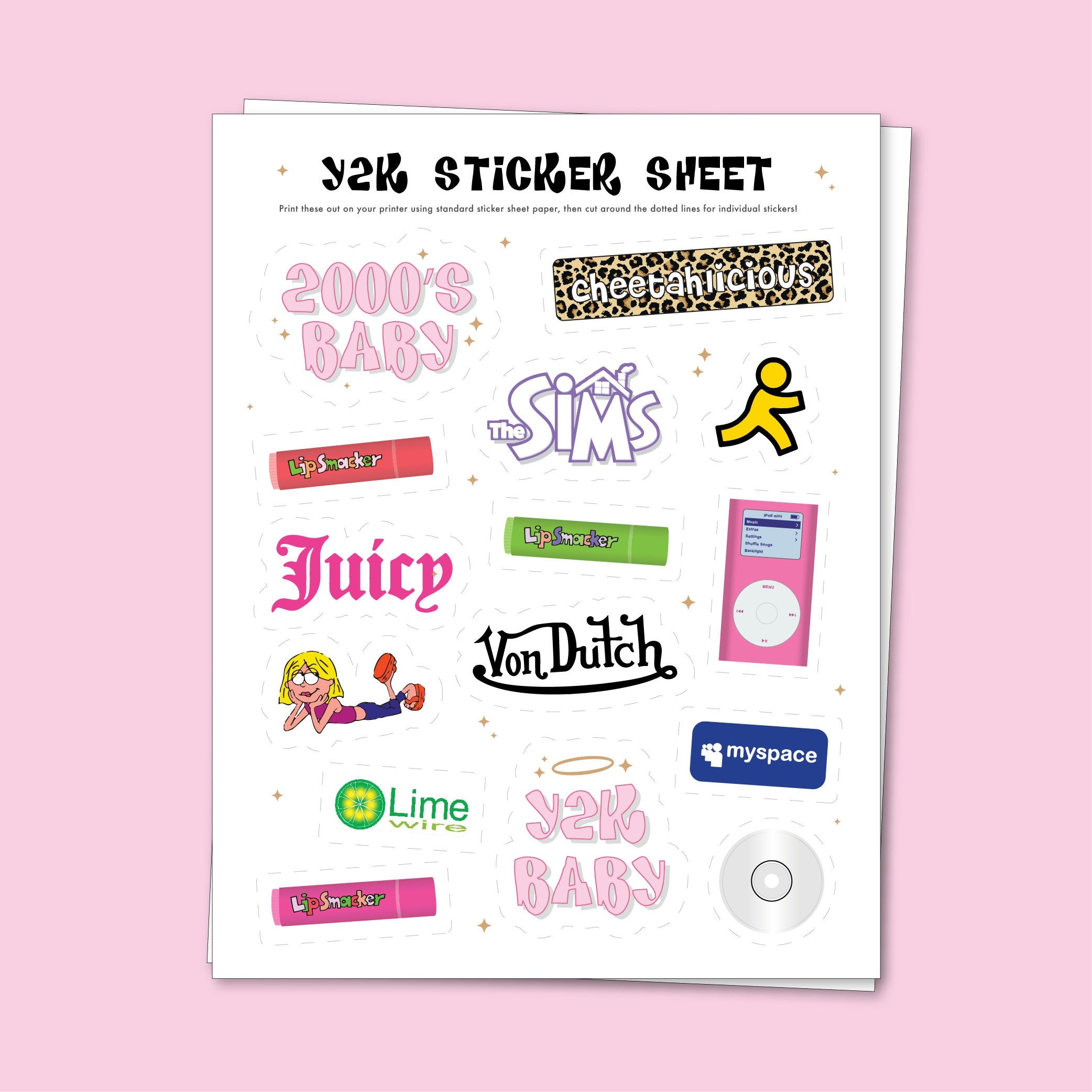 y2k early 2000s nostalgia digital download printable sticker etsy