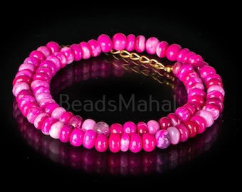 Natural Pink Opal Beaded Necklace, Pink Opal 8-9 mm Gemstone Smooth Rondelle Beads Necklace, Pink Opal Shaded Necklace, Birthday Gifts