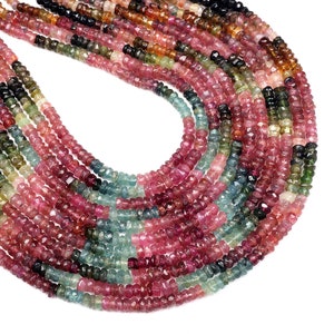 Natural MultiColor Tourmaline Faceted 5mm Round Beads For Jewelry Making Beads Tourmaline Beads Gemstone Beads Wholesale Beads 12.5" Long
