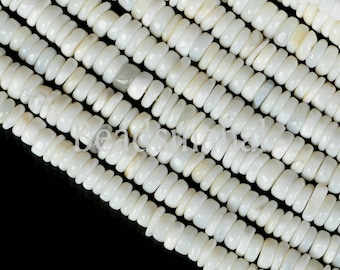 White Opal Heishi Beads: Smooth Gemstone Tyre Shape (5.5-6 mm)