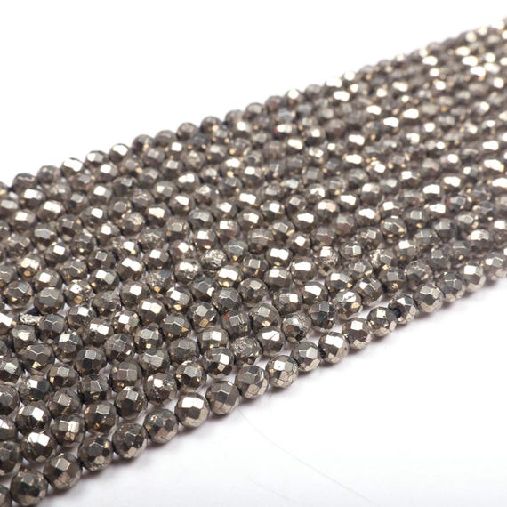 Perline Rotonde Sfaccettate In Pirite Naturale D'argento Da 12,5 - Foto 3