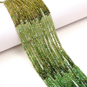 Green Multi Tourmaline Micro Faceted 2.5mm Round Beads For Jewelry Making Handcut Beads & Supplies Faceted Beads Tourmaline Beads 12" Long