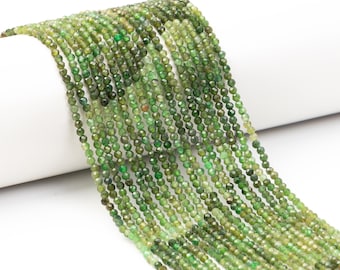 Natural Green Tourmaline Beads, Tourmaline 2.5 mm Round Beads, Tourmaline Faceted Beads, Tourmaline Gemstone Beads, Jewelry Making Beads