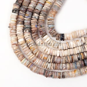Authentic Australian Opal Beads,Natural Opal Heishi Tyre Shape 5-6mm Beads,Australian Opal Smooth Beads, Plain Gemstone For Crafting Jewelry