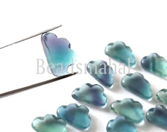 Natuurlijke fluoriet-edelsteen, fluoriet 9 x 15 mm mooie wolkvorm, fluoriet handgesneden cabochons, fluoriet losse sieraden en knutseledelsteen