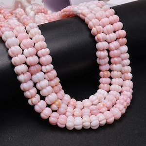 Handmade Baby Pink Opal 9mm Cantaloupe Shape Beads For Jewelry Making Craft Beads & Supplies Gemstone Beads Cantaloupe Opal Beads 16" Long