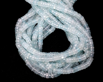 Natural Aquamarine Beads Heishi Disc Shape Beads 6mm Strand Quality Healing Handmade Aquamarine Gemstone Beads for Making Necklace 16" Inch