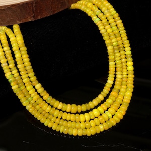 Natural Yellow Fire Ethiopian Opal 3-5mm Rondelle Beads For Jewelry Making Craft Beads Ethiopian Opal Beads For Necklace 16" Long