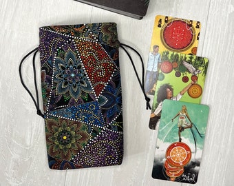 Tarot Bag, Drawstring Pouch, Tarot Deck Storage Holder, Standard Tarot, Pagan Witchcraft Wiccan Divination Tools Gifts & Supplies, Geometric