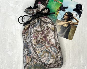 Witchy Tarot Card Bag, Drawstring Pouch, Tarot Deck Storage Holder, Standard Tarot, Halloween Witchcraft Wiccan Divination Gifts & Supplies