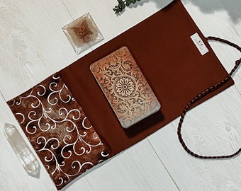 Brown Tarot Wrap Pouch, Tarot Fold Over Pouch, Tarot Supplies and Accessories, Tarot Card Holder, Divination Pagan Witch Tarot Reader Gift