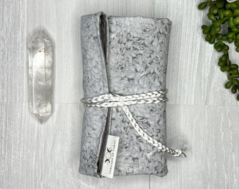 Gray Floral Tarot Wrap, Cotton Tarot Storage and Cloth, Tarot Deck Holder, Pagan Witchcraft Wiccan Divination Tools Gifts & Supplies,