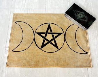 Triple Goddess Pentacle Tarot Cloth, Rune Casting Cloth, Altar Ritual Cloth, Tarot Reading Supplies, Pagan Witchcraft Wiccan Gift Supplies
