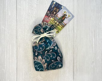 Mini Floral Tarot Bag, Drawstring Pouch, Tarot Deck Storage Holder, Standard Tarot Case, Pagan Witchcraft Divination Tools Gifts & Supplies