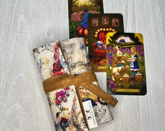 Alice's Adventures in Wonderland Tarot Bag, Wonderland Tarot Wrap, Vintage Like Watercolor Alice Tarot Wrap