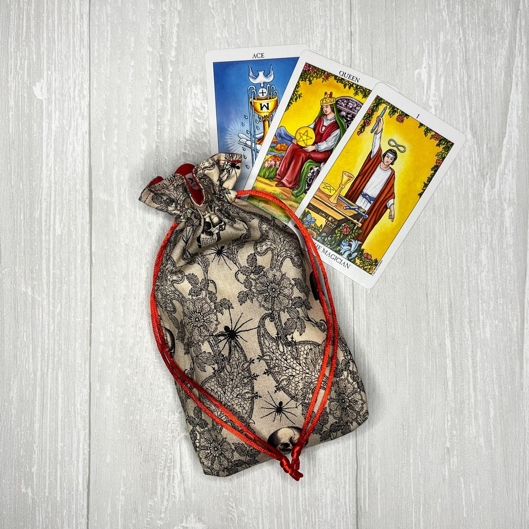 Red Tarot Bag, Spider Drawstring Pouch, Tarot Deck Storage Holder ...