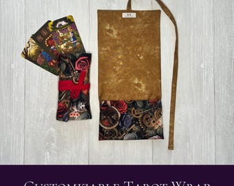 Customizable Wonderland Tarot Wrap Pouch, Alice's Adventures in Wonderland Tarot Bag, Cat White Rabbit Tarot Deck Wrap