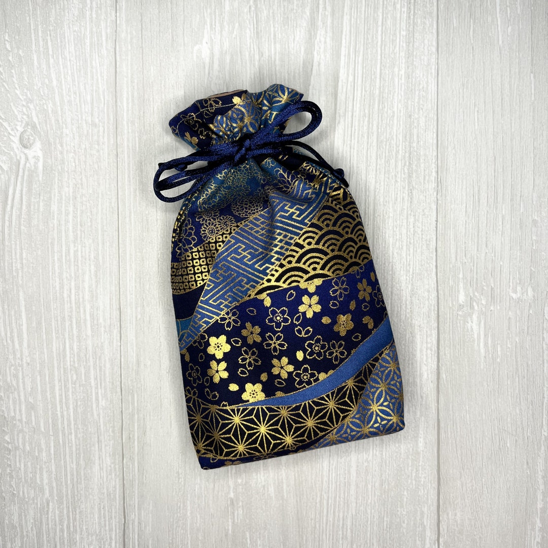 Blue & Gold Tarot Bag, Drawstring Pouch, Tarot Deck Storage Holder ...