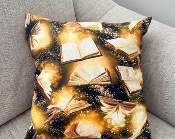 Witchy Throw Pillow, Book of Shadow Pillow Case & Insert, Halloween Home Decor, 15x15 Handmade Pillow Cover