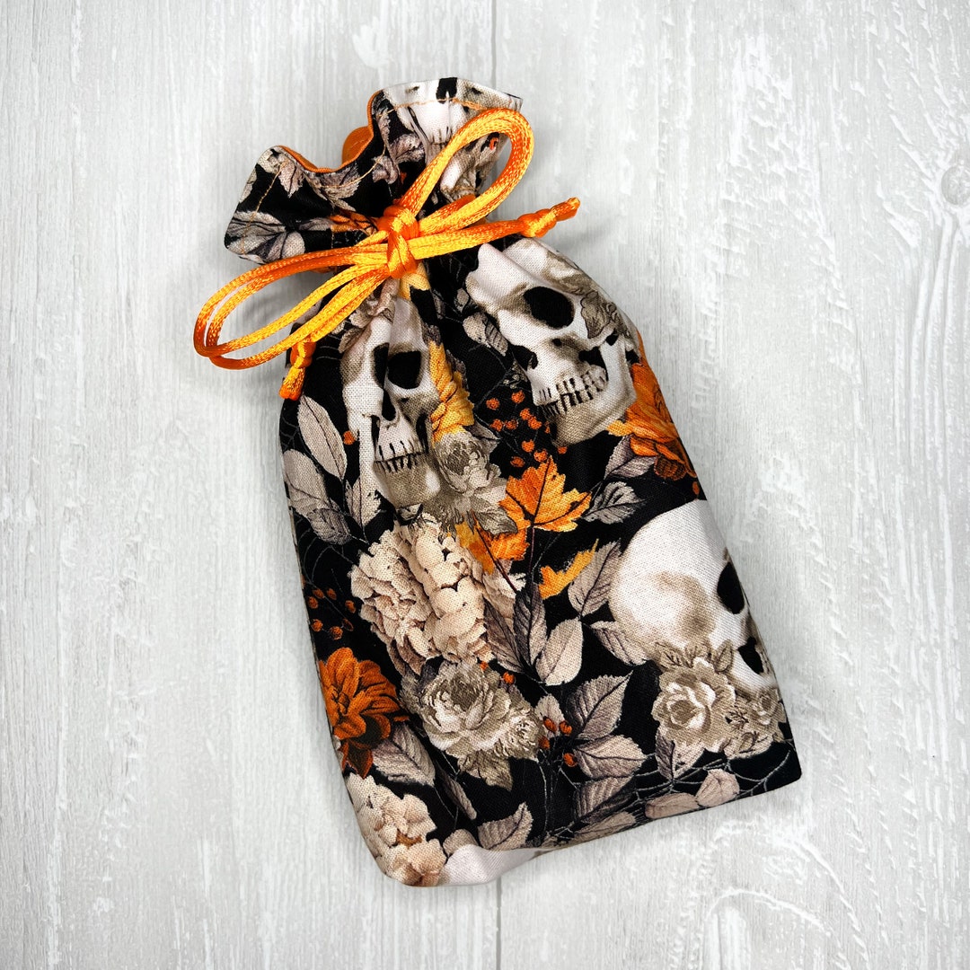 Orange Skull Tarot Bag, Drawstring Pouch, Tarot Deck Storage Holder ...