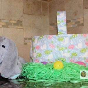 White Bunnies Cotton Easter Basket: Reusable Fabric Bag