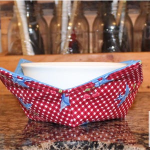 Blue Birds Microwave Bowl Cozy: Reusable Cotton Hot Bowl Holder