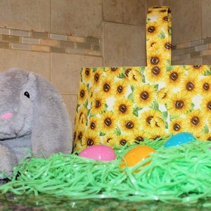 Sunflower Fabric Easter Basket: Reusable Cotton Basket