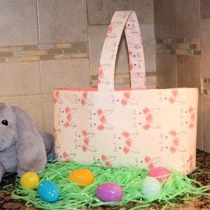 Bunny Easter Basket: Reusable Cotton Fabric Bag