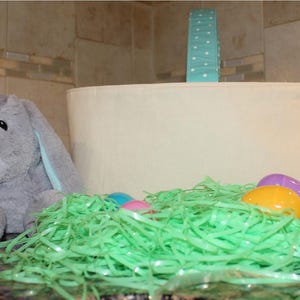 Cream Teal Polka Dot Fabric Easter Basket: Reusable Cotton Basket
