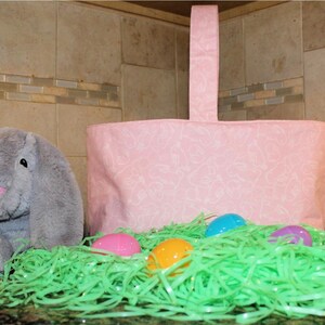 Pink Bunny Fabric Easter Basket: Reusable Cotton Basket