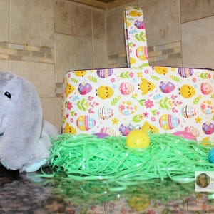 Chicks and Eggs Fabric Easter Basket: Reusable Cotton Basket