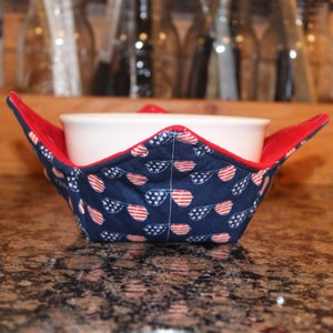 Flag Sunglasses Bowl Cozy | Reusable Microwave Hot Bowl Holder | Potholder | Hotpads