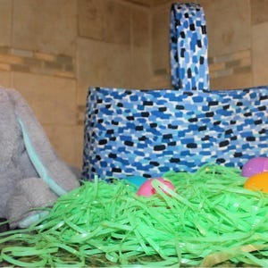 Blue Camouflage Fabric Easter Basket: Reusable Cotton Basket