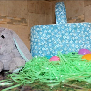 Light Blue Fabric Easter Basket: Reusable Cotton Basket