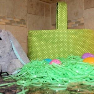 Green Polka Dot Fabric Easter Basket: Reusable Cotton Basket