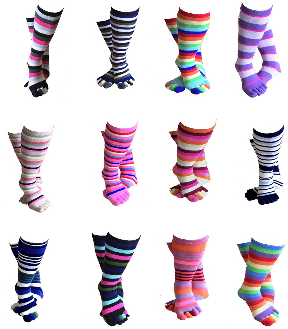 6 Pair Women Stripe Toe Socks The Best Price You Can Find Only | Etsy