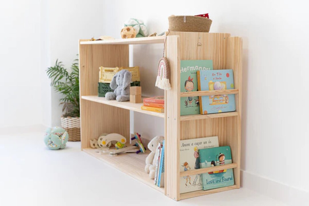 Wooden Bookcase for Kids Room Toddler Library Nursery Book Etsy